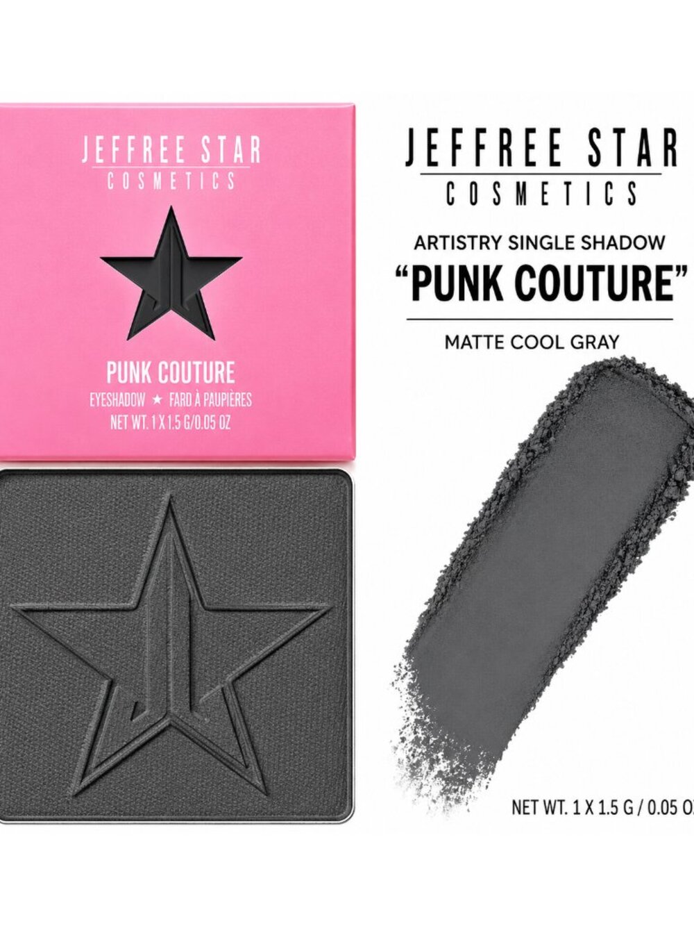 NIB Jeffree Star Punk Couture Gray Pressed Pigment Artistry Single Eyeshadow